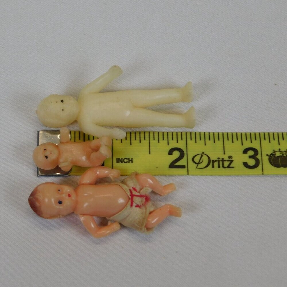 Lot of 3 Creepy Miniature Babydolls Dollhouse Size 1 Articulated Jointed Tiny - Picture 7 of 9